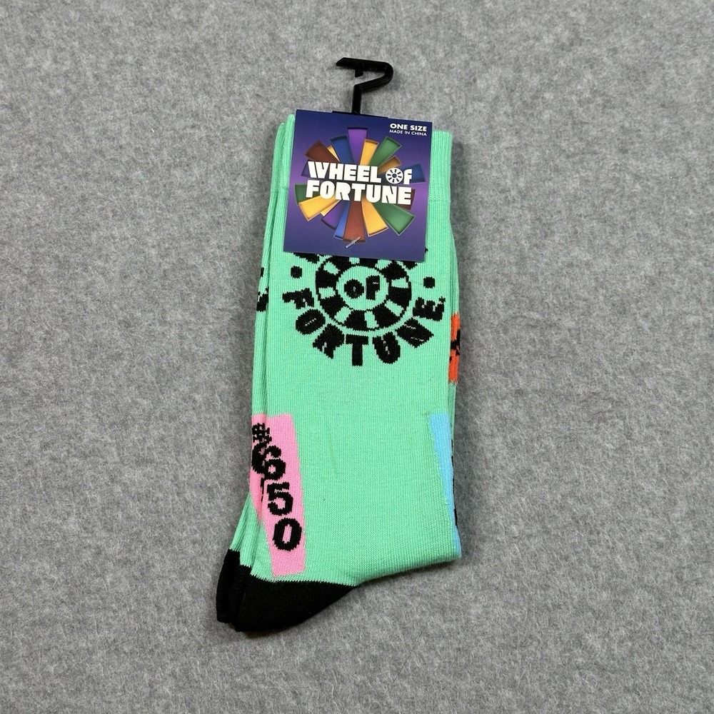 Wheel of Fortune Official Merchandise Crew Socks 7-12 Shoe Novelty TV‎ Game